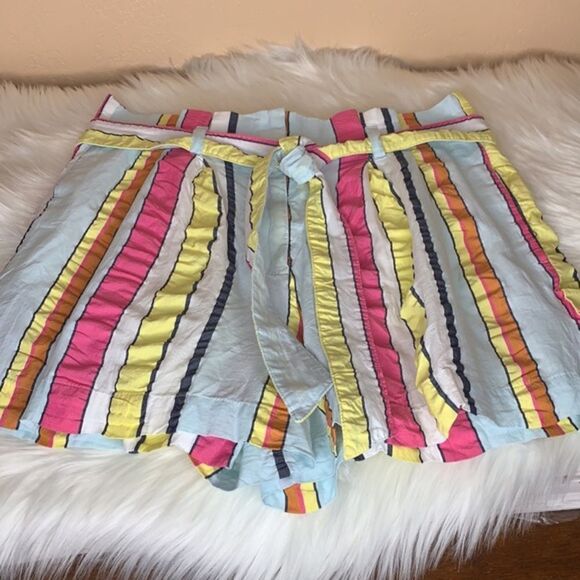 J. Crew Paper Bag Seersucker Stripe Ribbon Shorts Size 10 - Picture 6 of 14